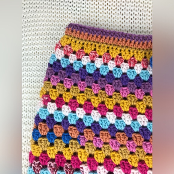 New Crocheted Mini Skirt, Handmade Striped Skirt, Colorful Fall/Winter Skirt - Picture 4 of 11